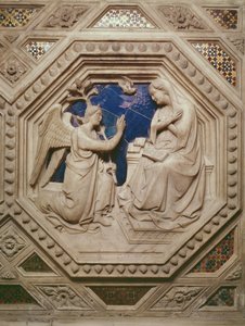 Marian ilmestys, yksityiskohta tabernaakkelin pohjasta, 1349-59 (marmori)